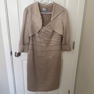 Belissima Women's Elegant Textured Sheath Dress with Matching Jacket Size 14